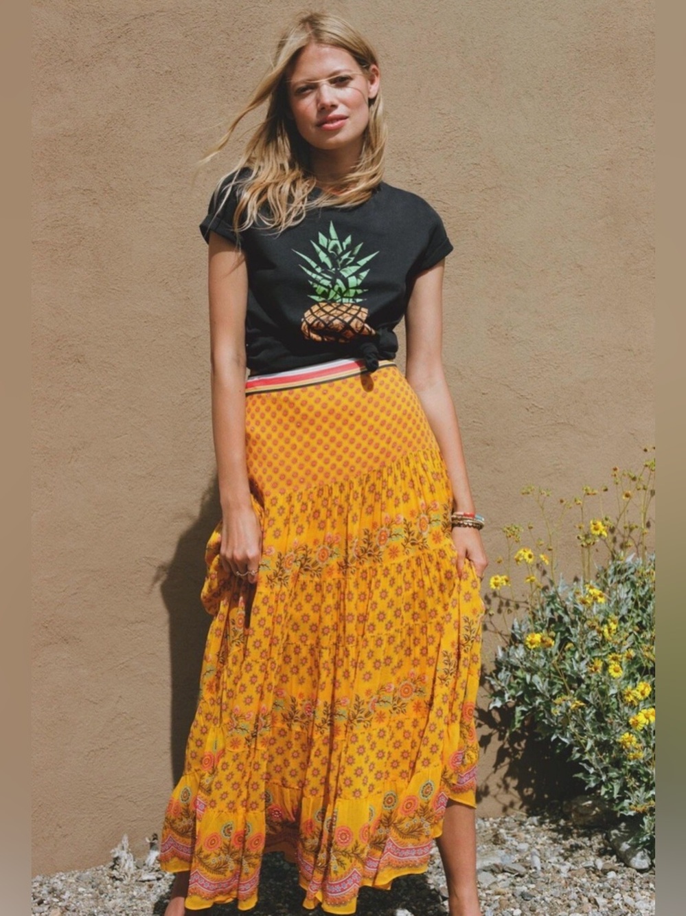 Tanvi Kedia Calinda Anthropologie Beaded Floral Maxi Skirt Size 0